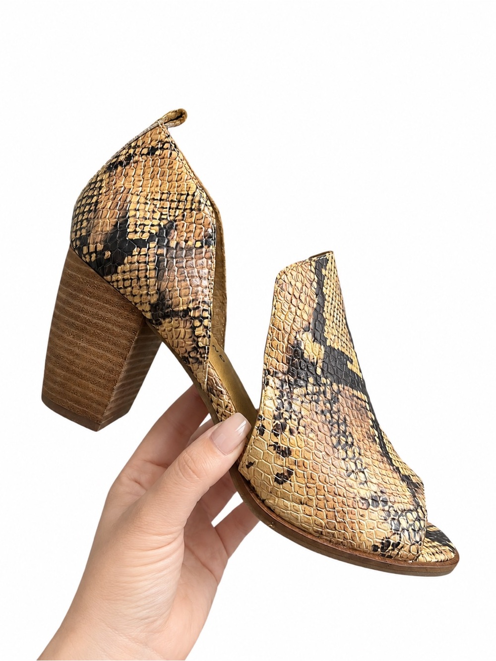 Lucky Brand Junai Lenai Snake Skin Boot Pump Block Heel Women’s Size 9